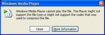 Windows Media Player cannot Play Media Files