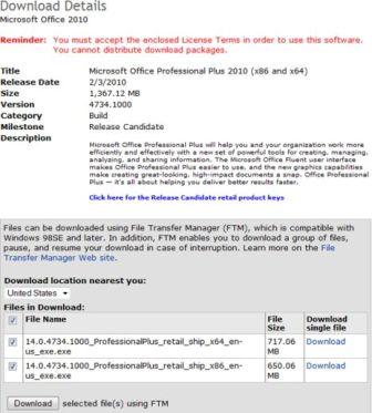 Download Office 2010 Release Candidate (RTM Escrow)