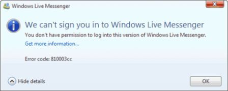 Windows Live Messenger 2010 Sign In Blocked