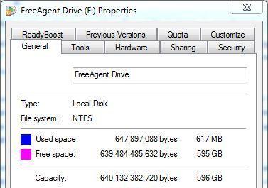 Seagate Free Agent Go Disk Space
