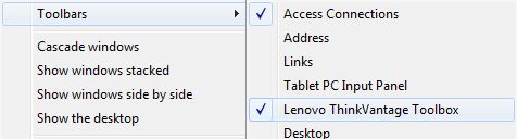 Lenovo ThinkVantage Toolbox Toolbar