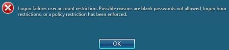 Logon failure: user account restriction
