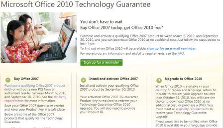 Free Upgrade to Office 2010