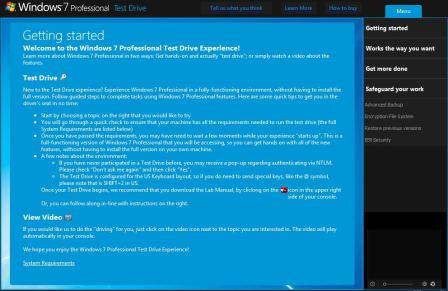 Windows 7 Professional Test Drive