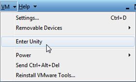 Enter Unity in VMware