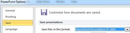 PowerPoint Default Save As File Format
