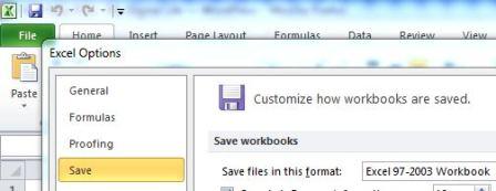Excel 2007 and Excel 2010 Default Save in XLS File Type