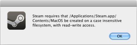 Steam on Case-Sensitive File System