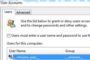 Hidden VMware User