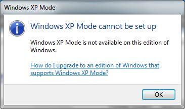 XP Mode Cannot Install on Home Premium and Basic