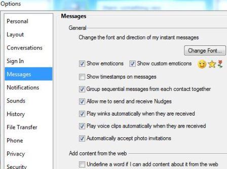 Disable and Turn Off Underlined Words for Web Contents in Windows Live Messenger