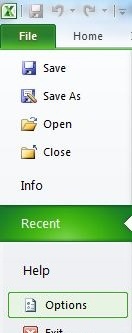 Excel 2010 Options