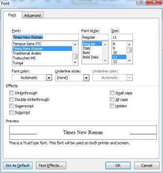 Set New Word 2010 Default Font Style