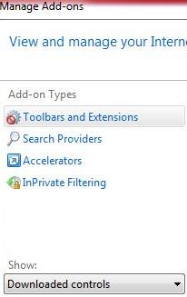Downloaded Controls IE Add-Ons