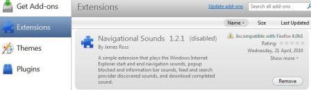 Incompatitble Extensions in Firefox 4