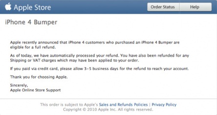 iPhone 4 Bumper Refund