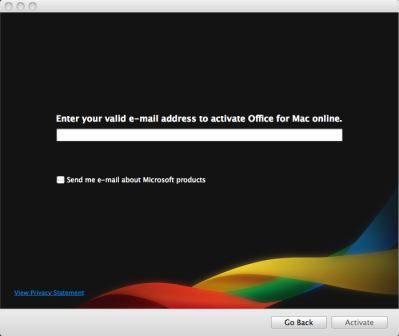 Activate Office for Mac OS X 2011