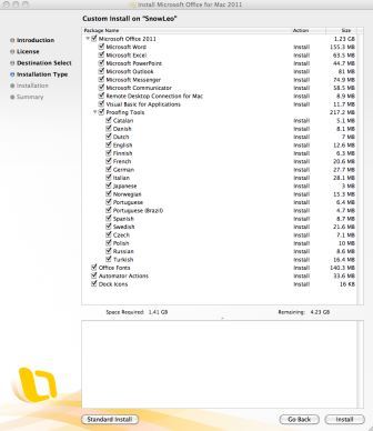 Office 2011 for Mac OS X Standard Install