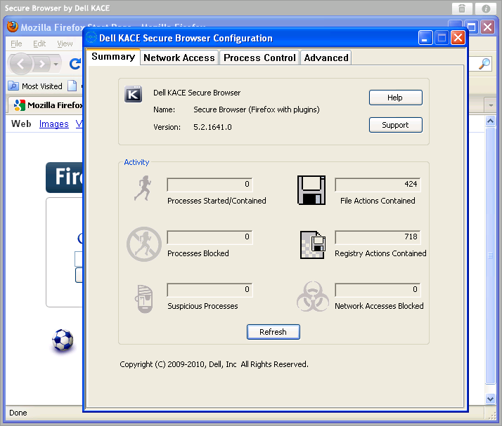 Browser config. Dell browser