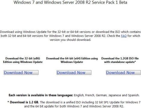 Windows 7 SP1 Beta and Windows Server 2008 R2 SP1 Beta