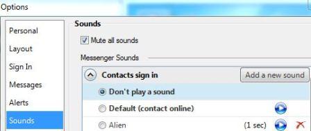 Disable Windows Live Messenger Sound Alerts