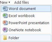 Create New Folder in Windows Live SkyDrive