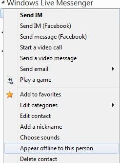 Appear Offline to Contacts in Windows Live Messenger