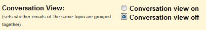 Disable Conversation View in Gmail