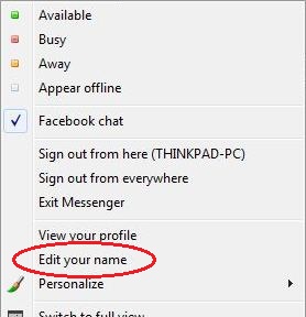 Change Messenger Display Name