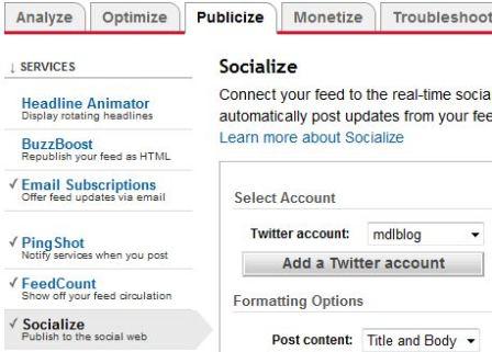 FeedBurner Socialize