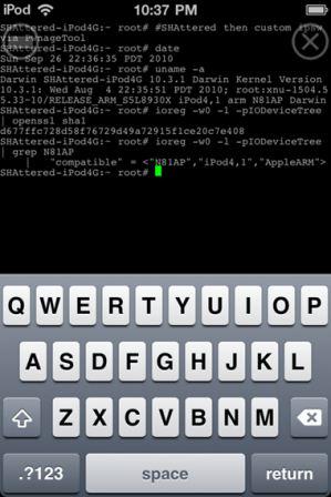 iPod touch 4G JailBreak with SHAtter