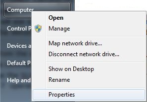 Windows 7 System Properties