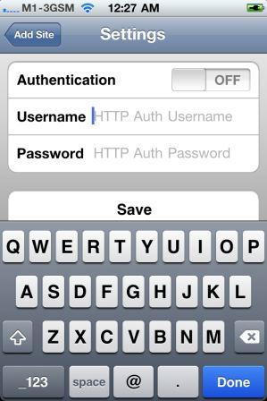 WordPress for iOS User Name and Password