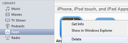 Delete App from iTunes