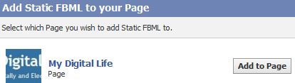 Add Static FBML (Custom Tab) to Facebook Page
