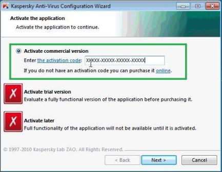 kaspersky anti virus activation code