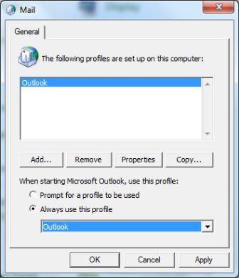 Outlook Default Profile