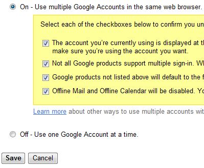 Turn on Google Multi-Sessions Account Login