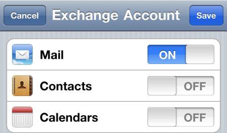Sync Mail, Contacts or Calendars via Exchange