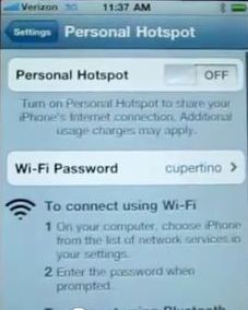 Personal Hotspot in iPhone