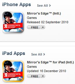 Free Mirror's Edge for iPhone, iPod touch and iPad