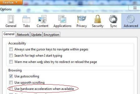 Disable Firefox Hardware Acceleration