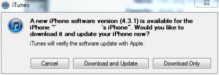 iOS 4.3.1 Software Update