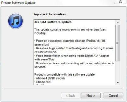 Changes in iOS 4.3.1