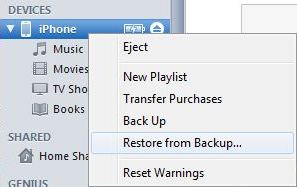 Restore iPhone from Backup