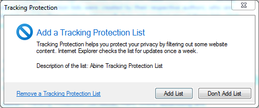Add Tracking Protection List