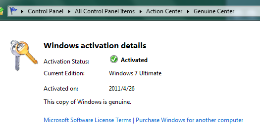 Activation Status in Windows 8 Genuine Center