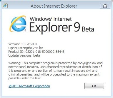 IE9 Beta in Windows 8 M1
