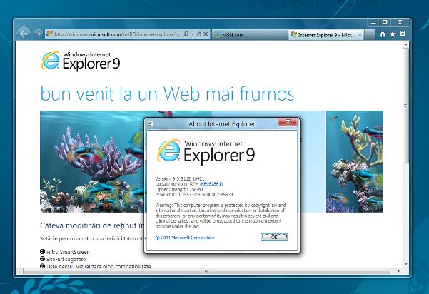 IE9 RTM in Windows 8 Build 7850