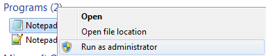 Run Notepad as Administrator